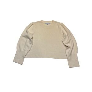 Hill House Ivory Cream 100% Merino Wool Minimalist Puff Sleeve Sweater Size XXL
